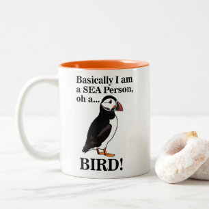 Caneca De Café Em Dois Tons Puffin Bird Seabird Engraçado
