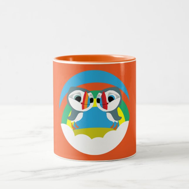 Caneca De Café Em Dois Tons Puffin Rocks (Centro)