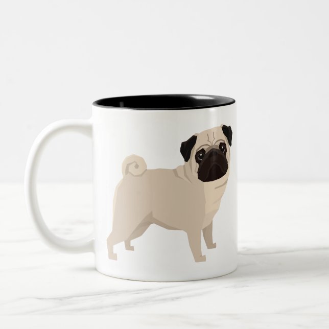 Caneca De Café Em Dois Tons Pug (Esquerda)