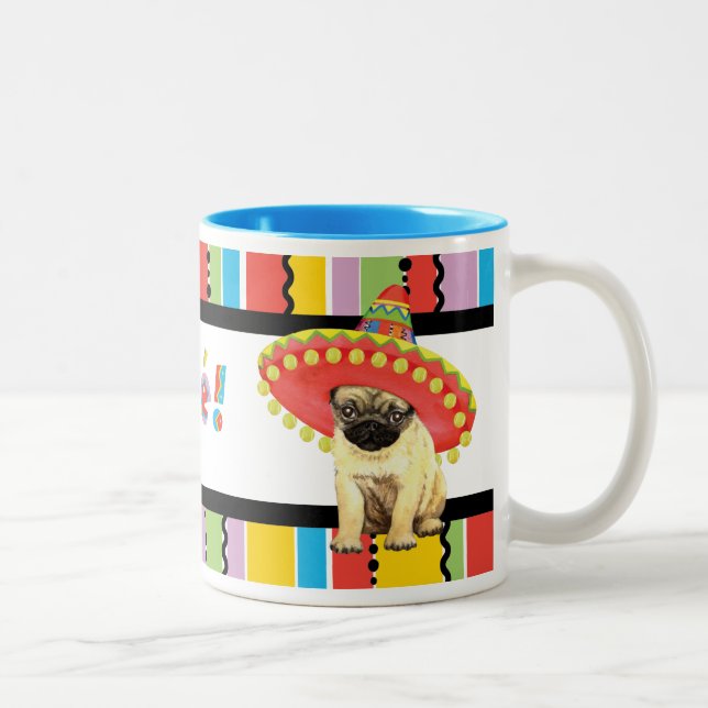 Caneca De Café Em Dois Tons Pug da festa (Direita)