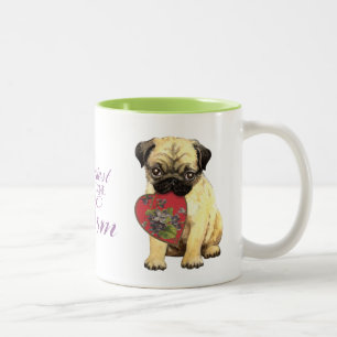 Caneca De Café Em Dois Tons Pug Heart Mãe