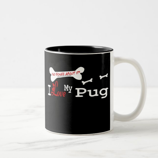 Caneca De Café Em Dois Tons Pug (I Love) (Direita)