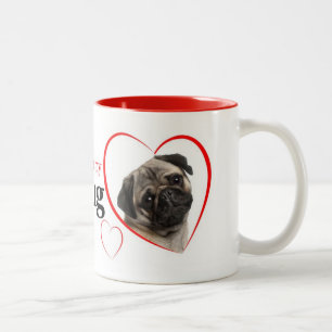 Caneca De Café Em Dois Tons Pug Love Mug