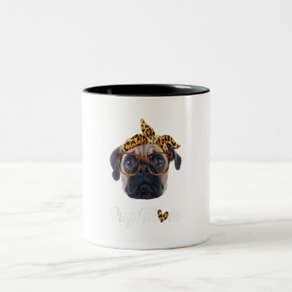Caneca De Café Em Dois Tons Pug Mamãe Leopard Imprime Cachorros Amam Presente