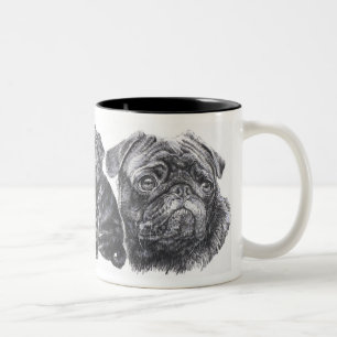 Caneca De Café Em Dois Tons Pug preto