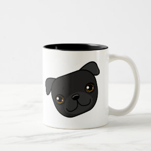 Caneca De Café Em Dois Tons Pug preto