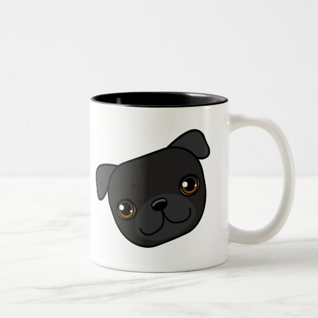 Caneca De Café Em Dois Tons Pug preto (Direita)
