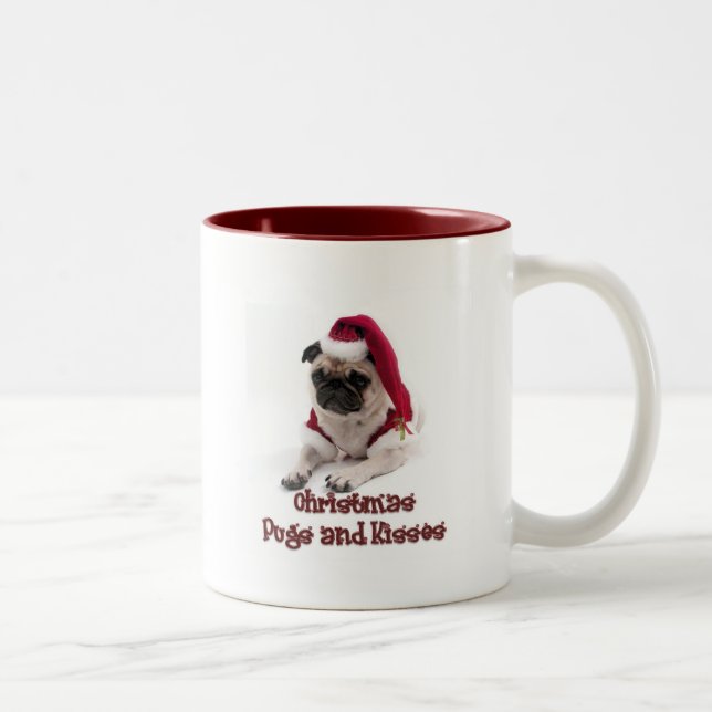 Caneca De Café Em Dois Tons Pugs e beijos do Natal (Direita)