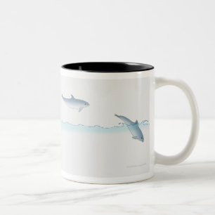 Caneca De Café Em Dois Tons Pulando o golfinho