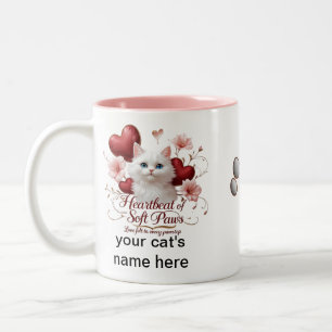 Caneca De Café Em Dois Tons Pulsação de Patas Moles - Mug de Gato Personalizad