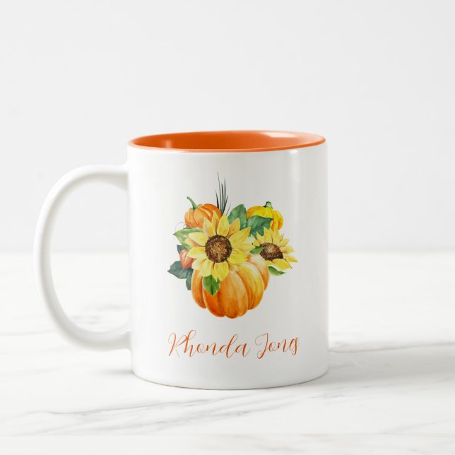 Caneca De Café Em Dois Tons Pumpkin bonito De Café De Duas Pontas (Esquerda)