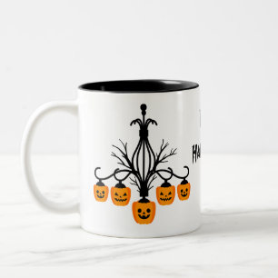 Caneca De Café Em Dois Tons Pumpkin chandelier Halloween