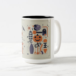 Caneca De Café Em Dois Tons Pumpkin De Halloween Bonito E Mangueira De Dois To