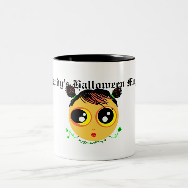 Caneca De Café Em Dois Tons PUMPKIN GIRL halloween Mug (Centro)