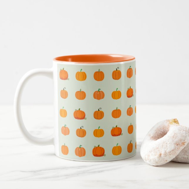 Caneca De Café Em Dois Tons Pumpkin Patch (Com Donut)