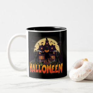 Caneca De Café Em Dois Tons Pumpkin Scary House, Halloween