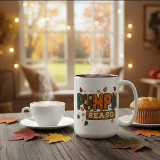 Caneca De Café Em Dois Tons Pumpkin Season Rustic Fall Cozy Ação de Graças