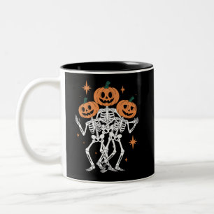 Caneca De Café Em Dois Tons Pumpkin Skeleton Halloween Pumpkin Spooky