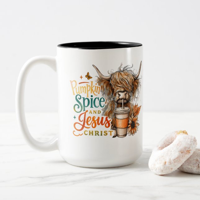 Caneca De Café Em Dois Tons Pumpkin Spice. (Com Donut)