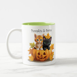 Caneca De Café Em Dois Tons Pumpkin & Spice Kittens Jack-o-Lanterna Mug
