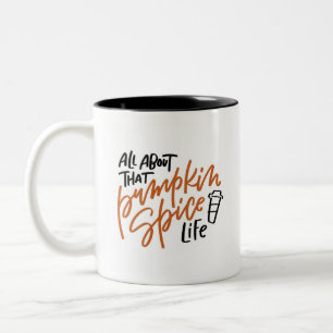 Caneca De Café Em Dois Tons Pumpkin Spice Life Letered