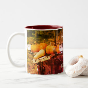 Caneca De Café Em Dois Tons Pumpkins Sobre Truck Nature Art Personalizado