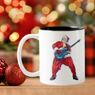 Caneca De Café Em Dois Tons Punk Rock do Papai Noel de Natal