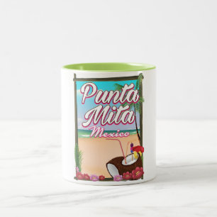 Caneca De Café Em Dois Tons Punta Mita, México pôster de viagem de praia