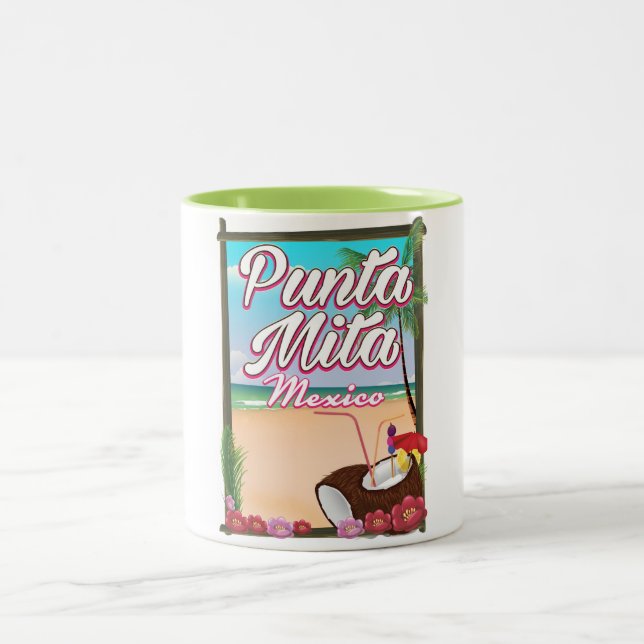 Caneca De Café Em Dois Tons Punta Mita, México pôster de viagem de praia (Centro)