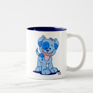 Caneca De Café Em Dois Tons Puppy Mug de Cartoon Azul