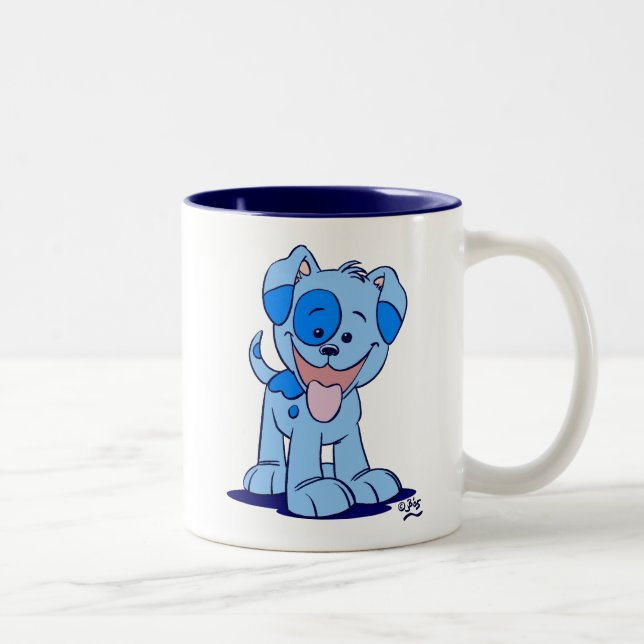 Caneca De Café Em Dois Tons Puppy Mug de Cartoon Azul (Direita)