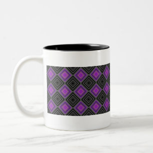Caneca De Café Em Dois Tons Purple Black Diamond pattern