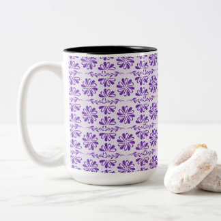 Caneca De Café Em Dois Tons Purple Deluxe Modern Floral