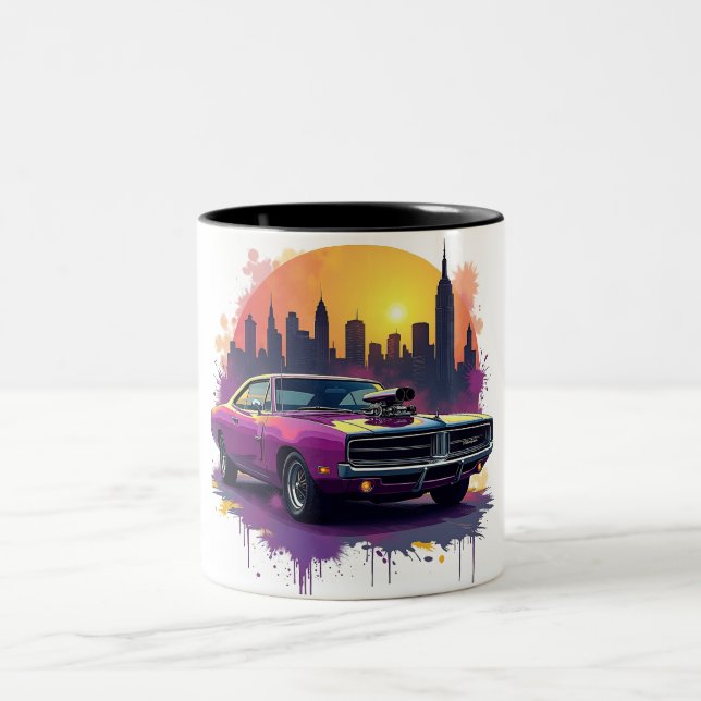 Caneca De Café Em Dois Tons Purple Muscle Car Mug (Centro)