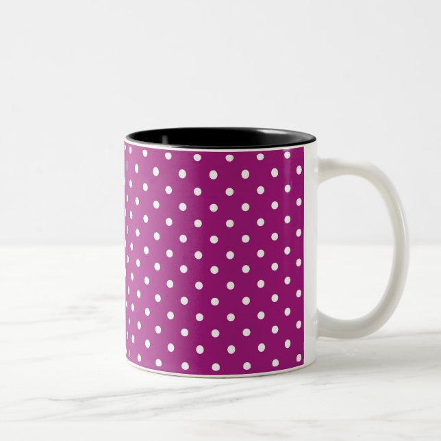 Caneca De Café Em Dois Tons Purple Polka Dot Pattern (Direita)