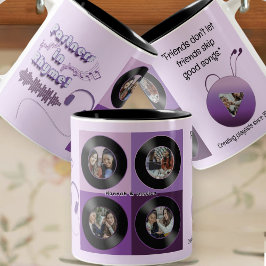 Caneca De Café Em Dois Tons Purple Vinyl Record Best Friend Photo Custom Gift 