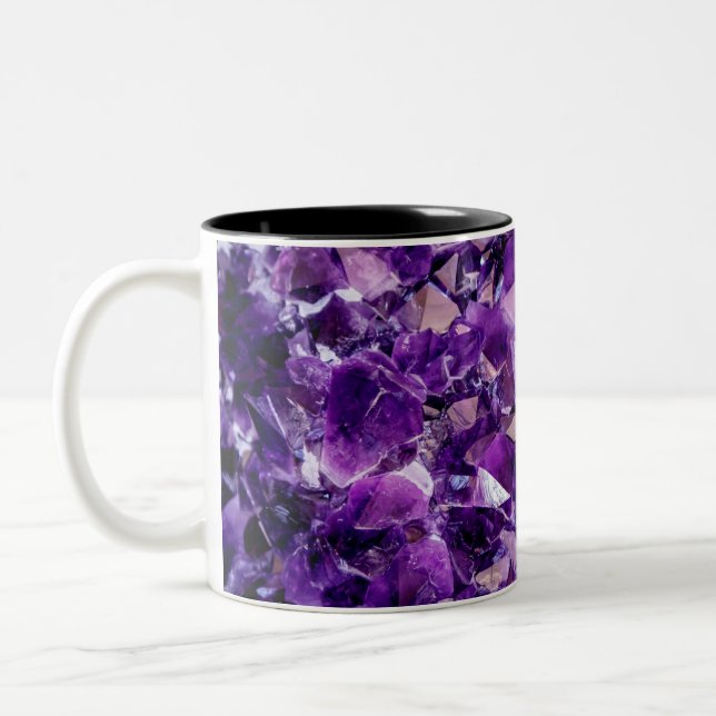 Caneca De Café Em Dois Tons Púrpura Ametist Crystal Geode Gemstone Mug (Esquerda)