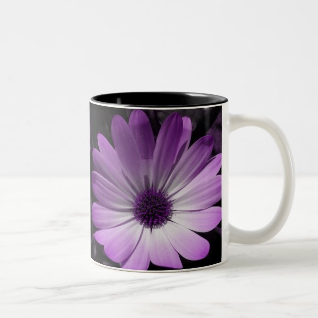 Caneca De Café Em Dois Tons Púrpura Daisy Flower Mug (Direita)