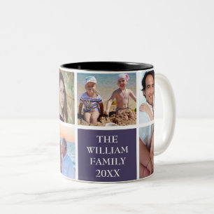 Caneca De Café Em Dois Tons Púrpura de Mulberry de Colagem de Fotos da Famíl