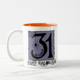 Caneca De Café Em Dois Tons Púrpura Moderna Engraçado do Dia das Bruxas