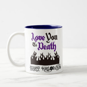 Caneca De Café Em Dois Tons Púrpura Moderna Engraçado do Dia das Bruxas