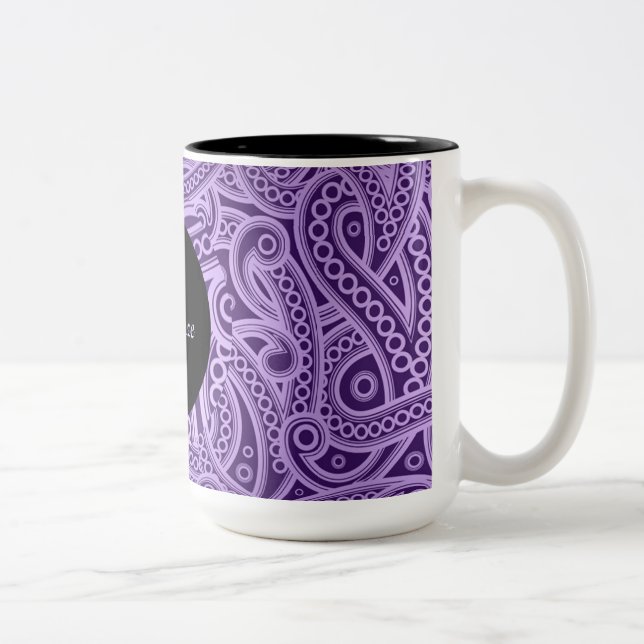 Caneca De Café Em Dois Tons Púrpura Púrpura Personalizada Púrpura Pisley Patte (Direita)