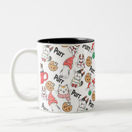 Caneca De Café Em Dois Tons Purr Cat Fumg Natal