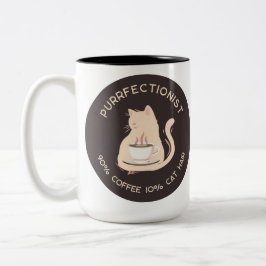 Caneca De Café Em Dois Tons Purrfectionist Coffee and Cat Lover Funny Quote