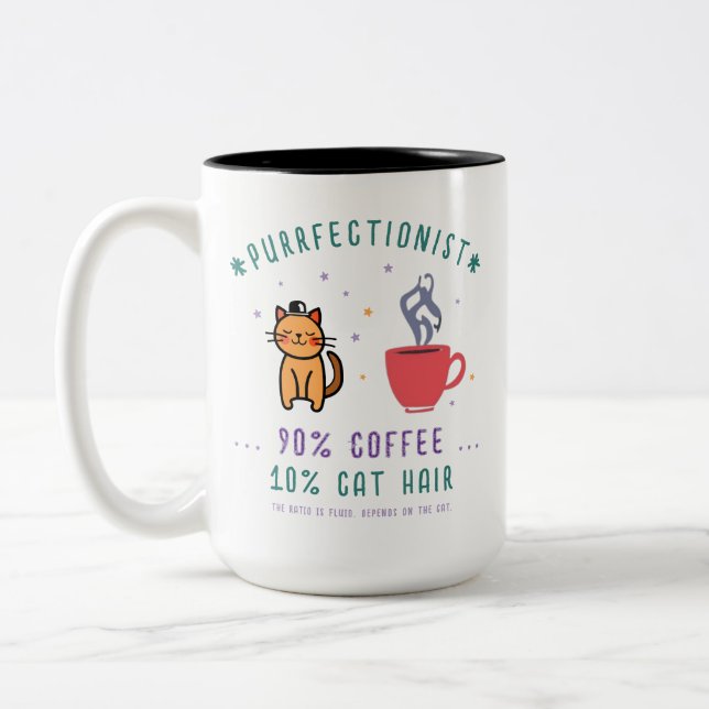 Caneca De Café Em Dois Tons Purrfectionist Coffee Cat Lover Funny Quote (Esquerda)