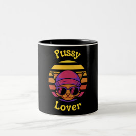 Caneca De Café Em Dois Tons Pussy amante retro design Café
