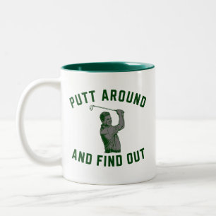 Caneca De Café Em Dois Tons Putt Around engraçado e descubra o golfe sarcástic