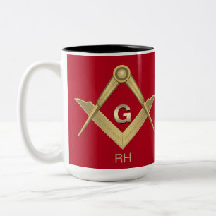 Caneca De Café Em Dois Tons Quadrado Clássico e Café Monograma Monograma de