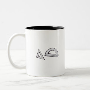 Caneca De Café Em Dois Tons Quadrado e Protrator