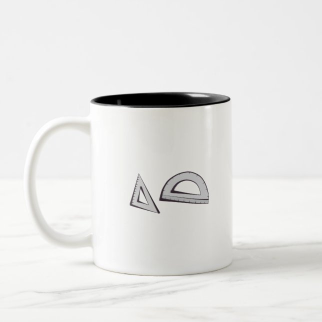 Caneca De Café Em Dois Tons Quadrado e Protrator (Esquerda)